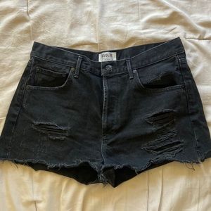 Agolde black jean distressed shorts